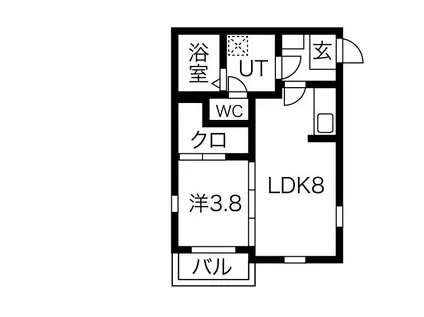 ハーモニーテラス照が丘 (1LDK/2階)の間取り写真