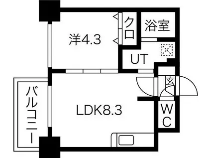 クラッセ北大通III(1LDK/7階)の間取り写真