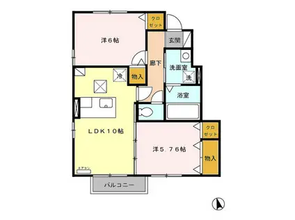 グランソシエA(2LDK/1階)の間取り写真