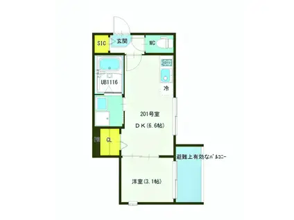 ブランシェ志茂(1DK/3階)の間取り写真