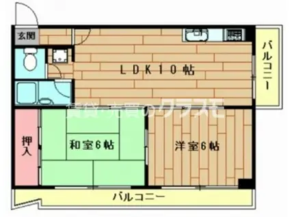 ケイアンドティ大正(2LDK/4階)の間取り写真