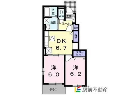 ヴィラ・パセーオ II(2DK/1階)の間取り写真