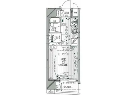 パレステュディオシンシア文京千石(1K/4階)の間取り写真