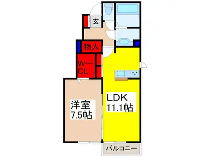 グランメゾン美園(1LDK/1階)の間取り写真