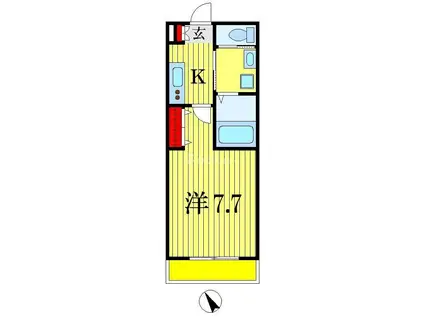 オハナ ウエスト(1K/1階)の間取り写真