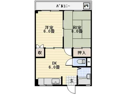 日比谷レジデンス(2DK/7階)の間取り写真