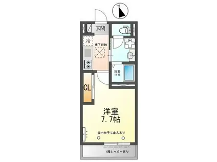 OCEANCOASTTSUDANUMA(1K/1階)の間取り写真