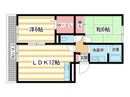 リビングタウン木津南 B棟(2SLDK/1階)の間取り写真