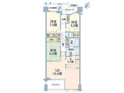 横濱紅葉坂レジデンス壱番館(3LDK/10階)の間取り写真