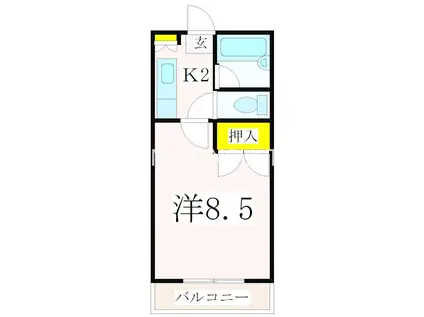 第2山元孝二ビル(1K/3階)の間取り写真