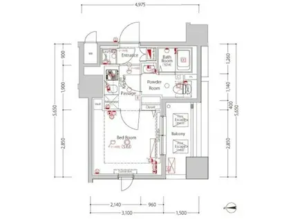 XEBEC蒲田STATION-EXZ(1K/6階)の間取り写真
