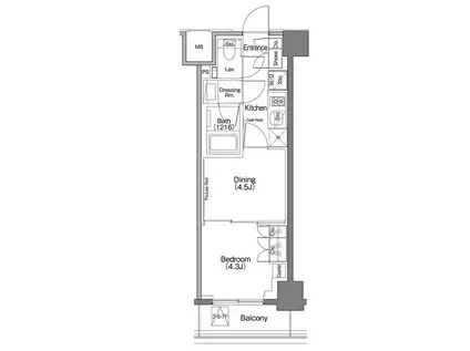 ザ・パークハビオSOHO祐天寺(1DK/7階)の間取り写真