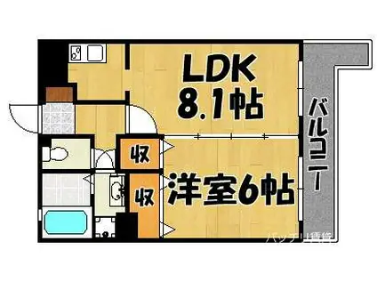 ヴィンテージ唐原(1LDK/1階)の間取り写真