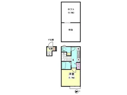 ROW HOUSE 南蒲田(1K/2階)の間取り写真