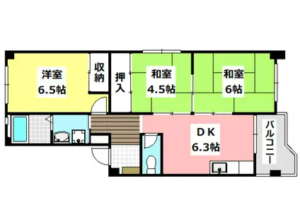 コーポスカイラーク(3DK/2階)の間取り写真