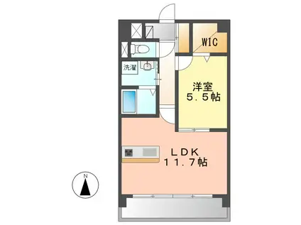 レクラン栄生(1LDK/7階)の間取り写真