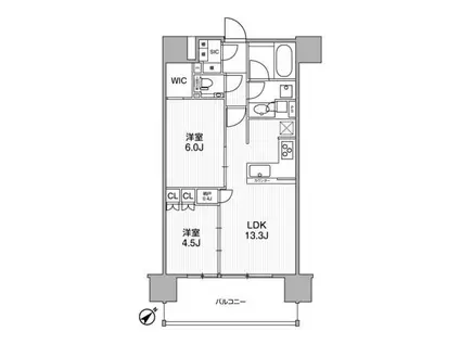 ディームス渋谷本町(2LDK/11階)の間取り写真