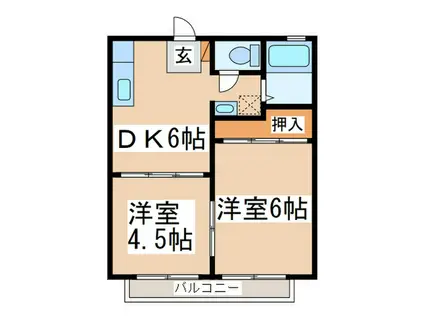 ハイムピーコック(2DK/2階)の間取り写真