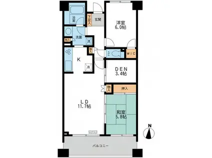 カッシア横濱ガーデン山(2SLDK/5階)の間取り写真