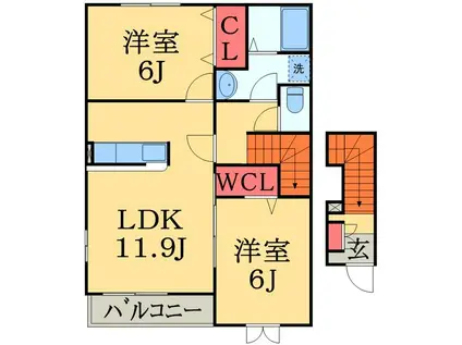 パークサイド水草(2LDK/2階)の間取り写真