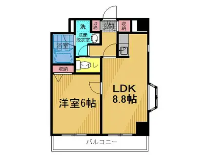 ジュネス寿(1LDK/3階)の間取り写真
