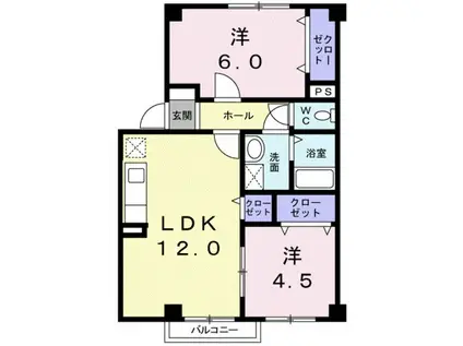 アリエス1番町(2LDK/1階)の間取り写真