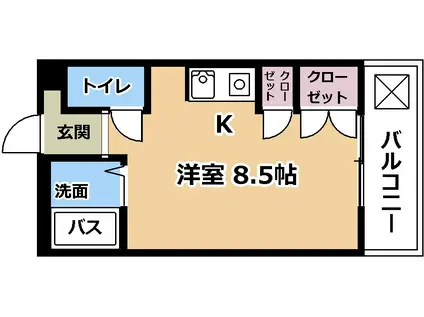 グランドハイツ柴原 A棟(ワンルーム/2階)の間取り写真