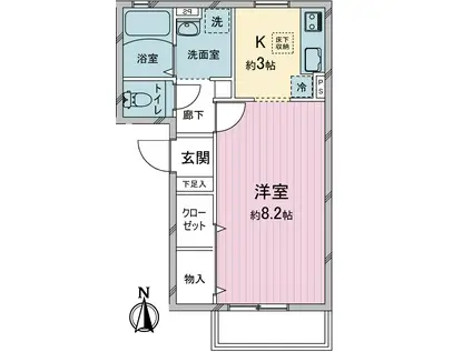 ヒカリピュアー日進(1K/1階)の間取り写真