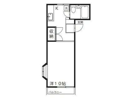 カドキグリーンコーポ(ワンルーム/2階)の間取り写真