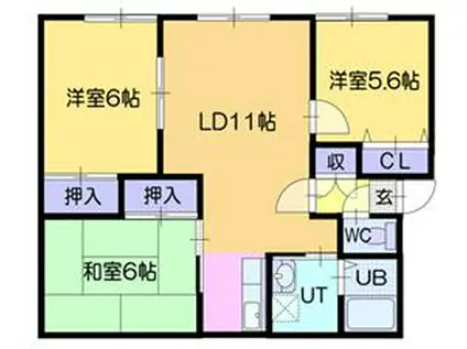 ハイツ石田32(3LDK/2階)の間取り写真
