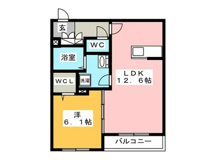 リオリエント華陽(1LDK/2階)の間取り写真