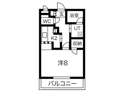 サプリ―ム新舞子II(1K/2階)の間取り写真