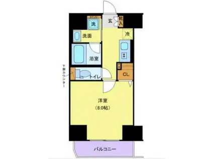 ジェノヴィア上野IIIスカイガーデン(1K/4階)の間取り写真