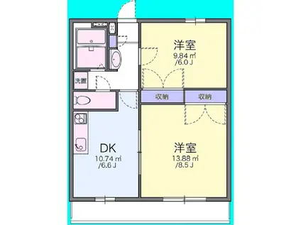 CAPTAIN(2DK/2階)の間取り写真