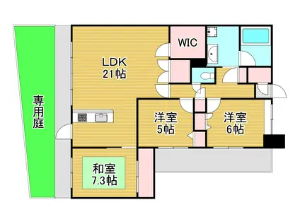 サンライフ下曽根駅サウスコート(3LDK/1階)の間取り写真