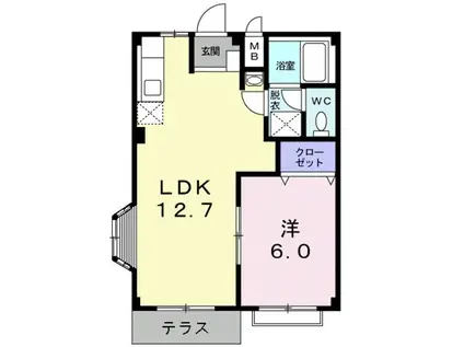 カーサ貳番館(1LDK/1階)の間取り写真