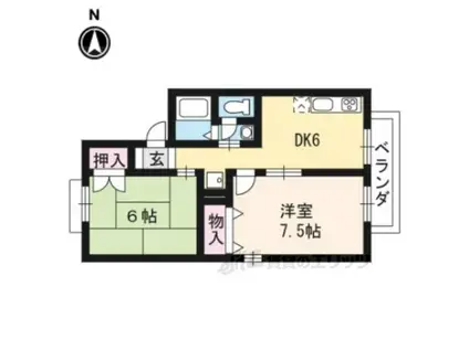 エステート93(2DK/1階)の間取り写真