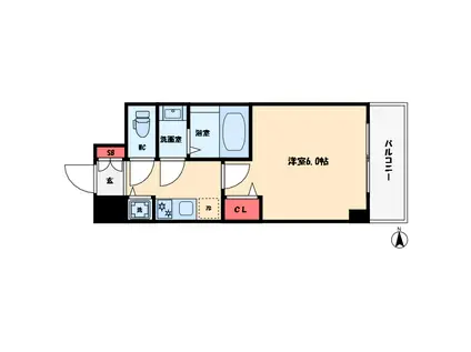 プレサンス北浜ラ・フェスタ(1K/6階)の間取り写真