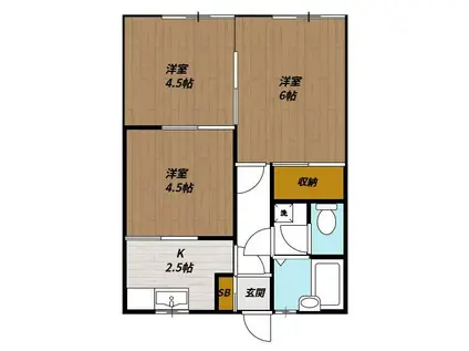 刈米コーポ(3K/2階)の間取り写真