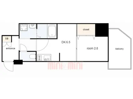 アドバンス三宮パルマ(1DK/14階)の間取り写真