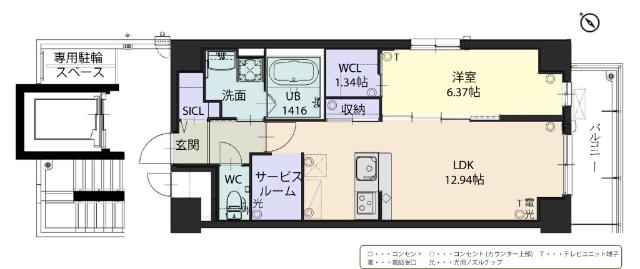 グランドソレイユ伝馬(1SLDK/3階)の間取り写真
