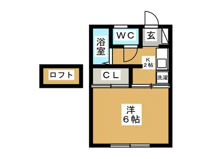 リバーサイドU(1K/2階)の間取り写真