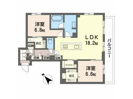 クリソベリル(2LDK/4階)の間取り写真