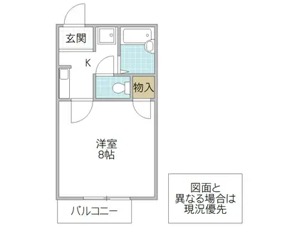 ドミール常南(1K/2階)の間取り写真