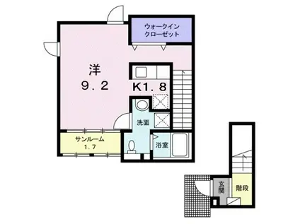 ファシェーネ(ワンルーム/2階)の間取り写真