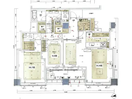 白金ザ・スカイ東棟(2LDK/45階)の間取り写真