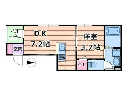 ハーモニーテラス新森(1DK/3階)の間取り写真