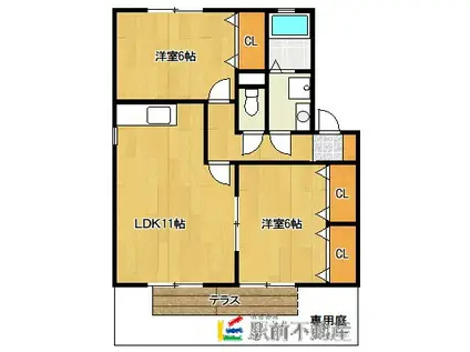 フォレ・ドミールA(2LDK/2階)の間取り写真