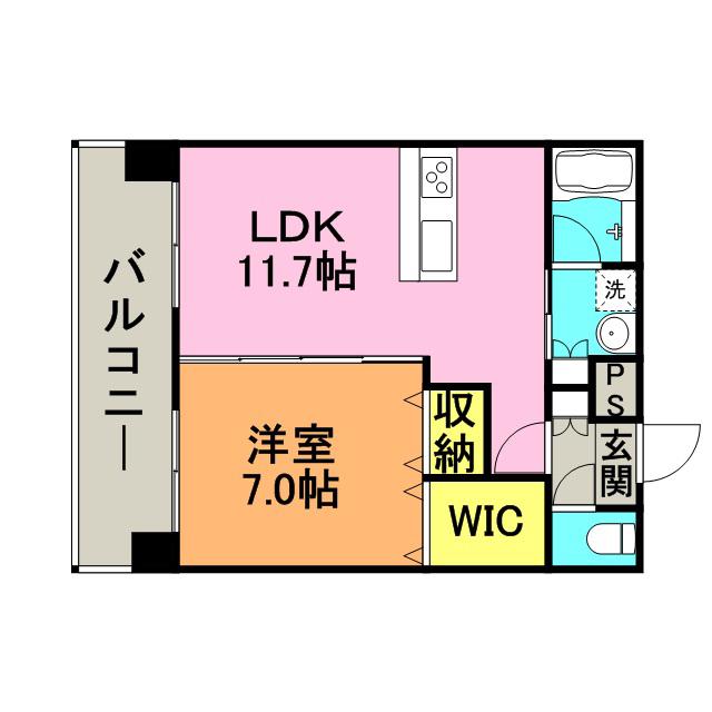 エトランゼ東櫛原15(1LDK/7階)の間取り写真