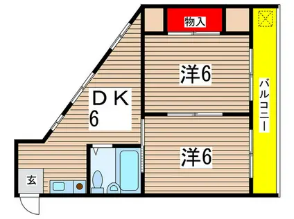 栄ハイツ(2DK/4階)の間取り写真